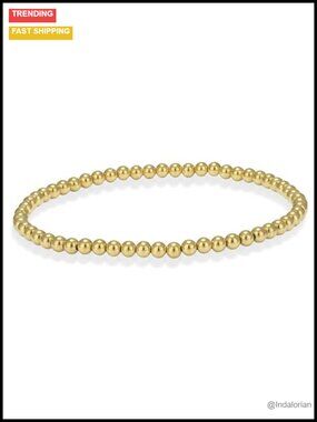 14k Gold Filled Beaded Bracelet 3mm Stretch Stackable Waterproof